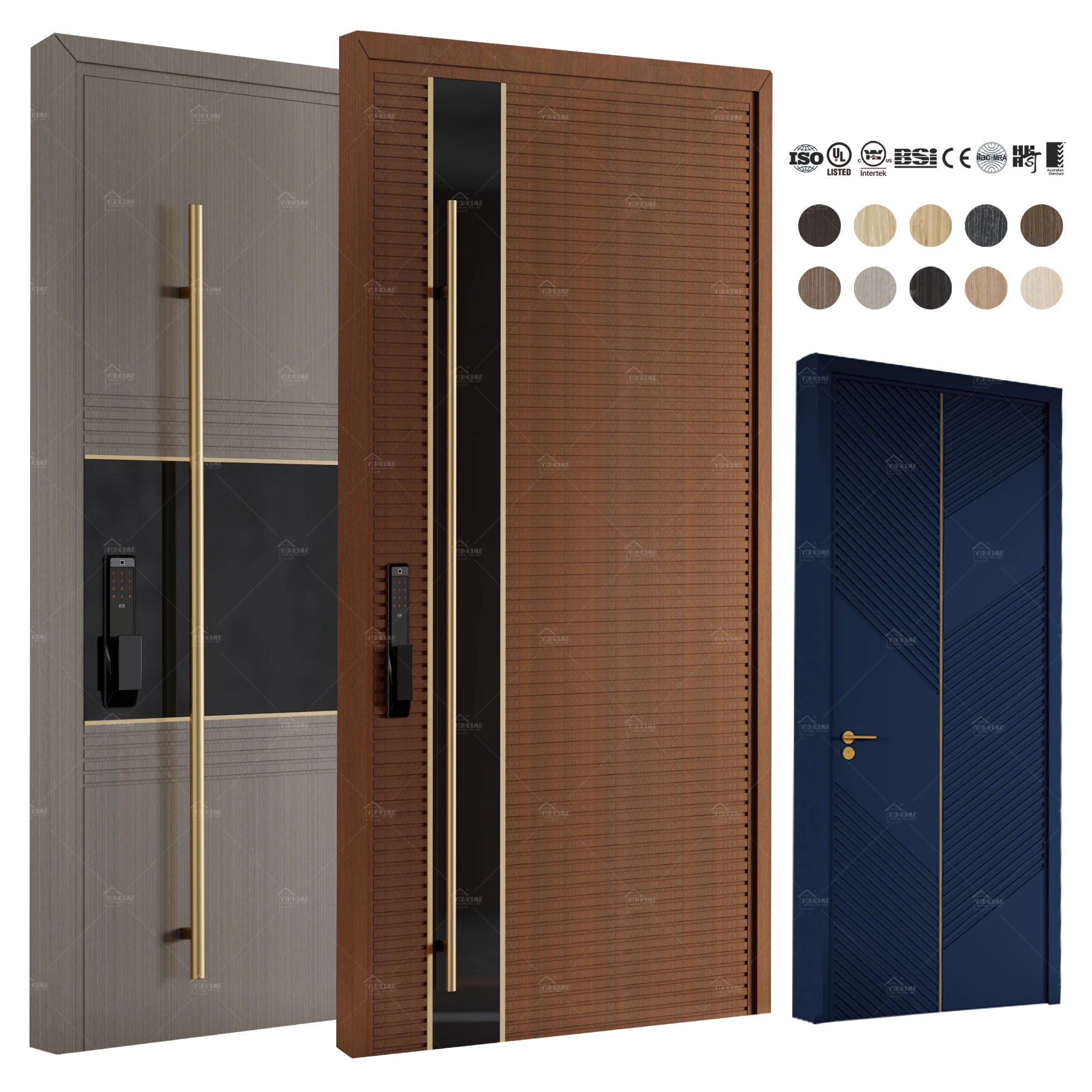 China High Quality Main Outside Door for Home Pivot Wooden Single Door Wooden Entry Doors for Houses