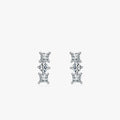 Ailmay Real 925 Sterling Silver Luxury Shining Square and Circle Zircon Stud Earrings for Women Wedding Anniversary Fine Jewelry