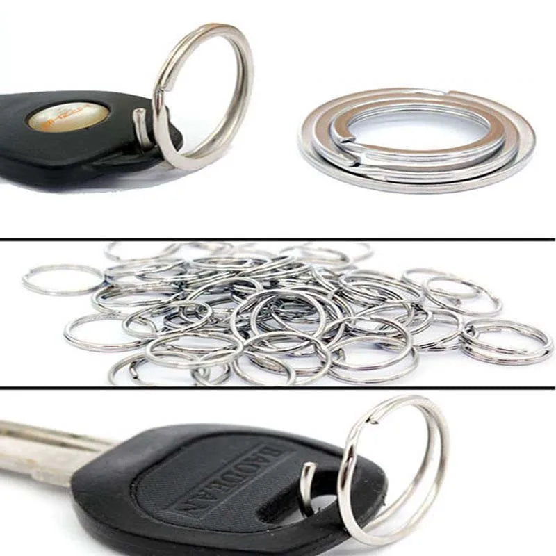 Wholesale Flat Surface Key Rings Chains Split Ring Hoop Metal Silver Double Loop Keychain Jump Ring for Diy Jewellery Making
