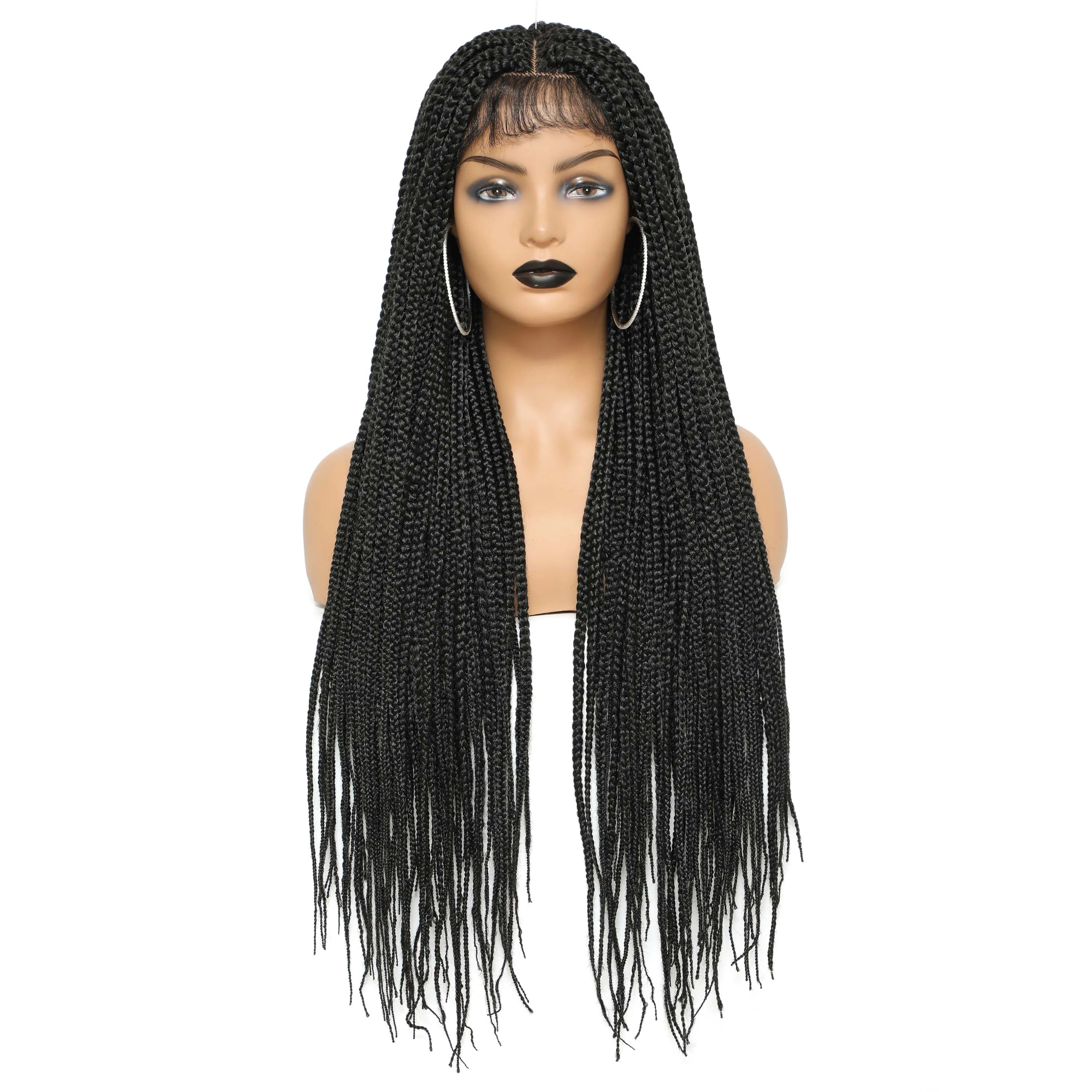 Synthetic Ladies Hair Wigs Lace Front Afro Kinky Curly Box Braids Crochet Heat Resistant Wig