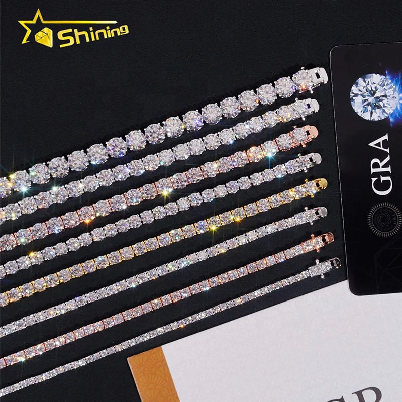 Fast Delivery  Hot Sale  925 Sterling Silver Necklace Bracelet Pass Diamond Tester GRA Certified VVS Moissanite Tennis Chain