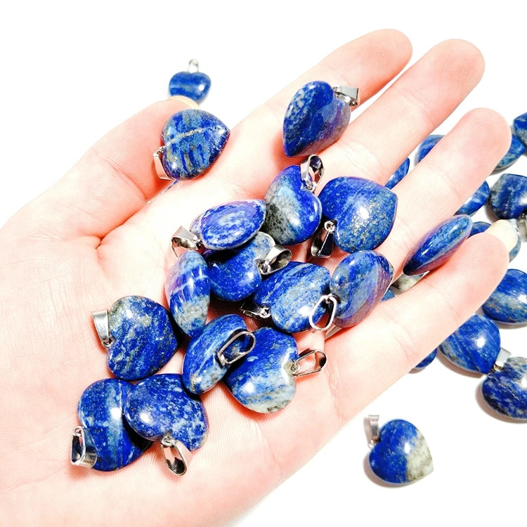 2026 Natural Gemstone Lapis Lazuli Heart Shaped Pendant Necklace