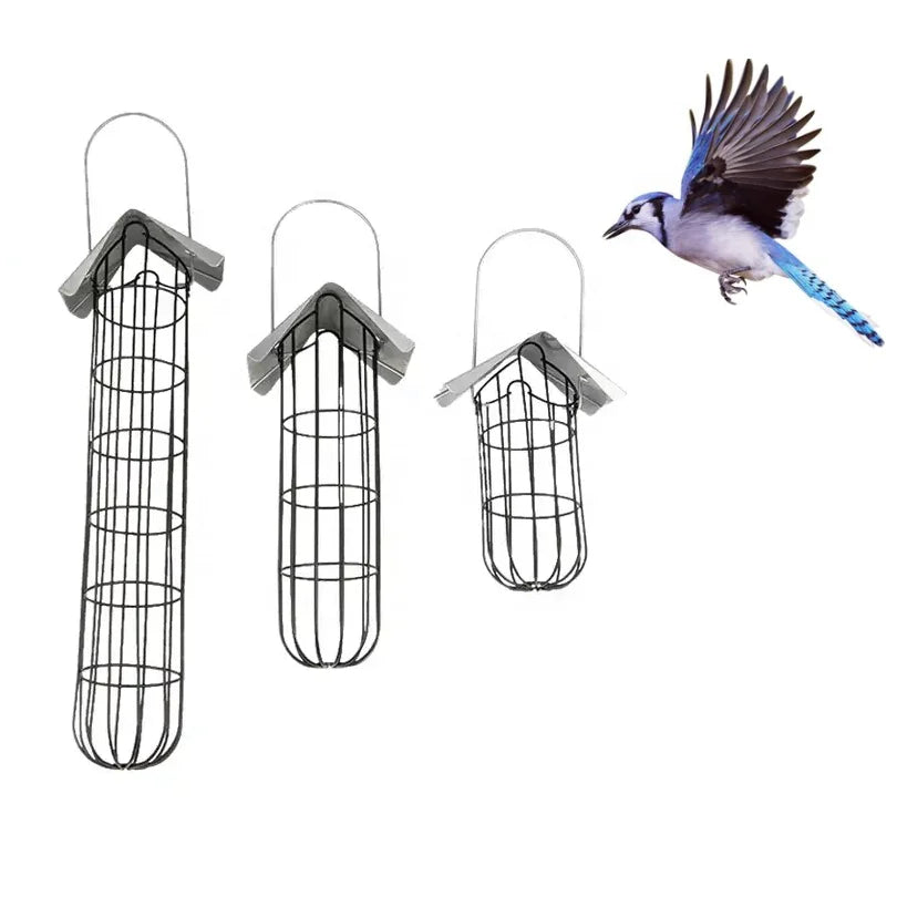 Garden stylish metal iron stand Automatic Suet Ball Bird Feed Dispenser Hanging Outdoor Wild Bird Feeder
