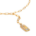 J&D  Minimalist Two-Tone Square Pendant Necklace 18K Gold Stainless Steel with Paperclip Chain 45+5cm Adjustable Fashion Jewelry