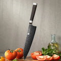 New Design Sharp Damascus Steel Kitchen Bunka Knife with Titanium Plating Blade Ebony Wood Handle