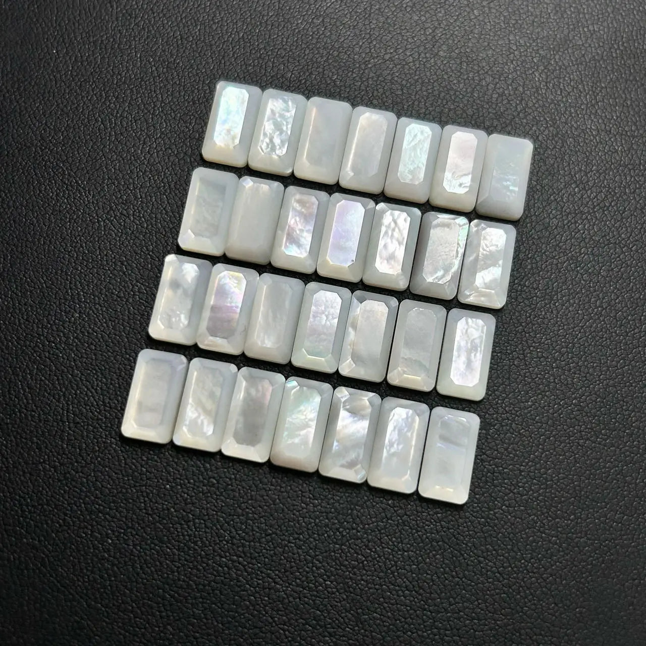 White MOP Natural Mother of Pearl Shell Gemstones Rectangle Facet Jewelry Stone