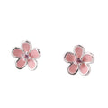 Factory Wholesale 925  Silver Pink Flower Stud Earrings for Women Elegant Wedding Jewelry Pendientes Mujer Moda Brincos