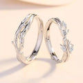 Lianlian Branch Couple Copper Inlaid Zirconia Fashion Creative Branch Opening Small and Minimalist Thorn Flower Pair Ring