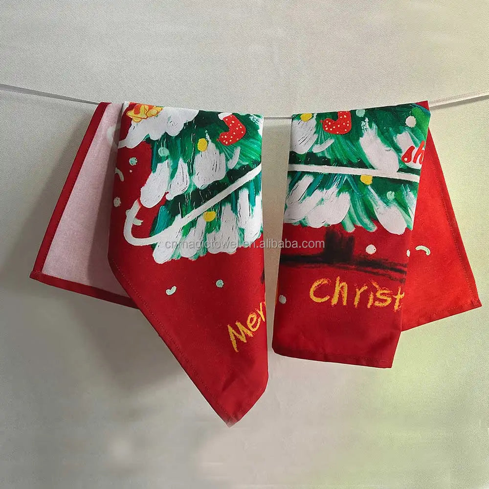Wholesale Factory Fast Shipping Christmas Luxury Clean Home Custom Printed Tea Towels Printed Kitchen Cotton Tea Towel