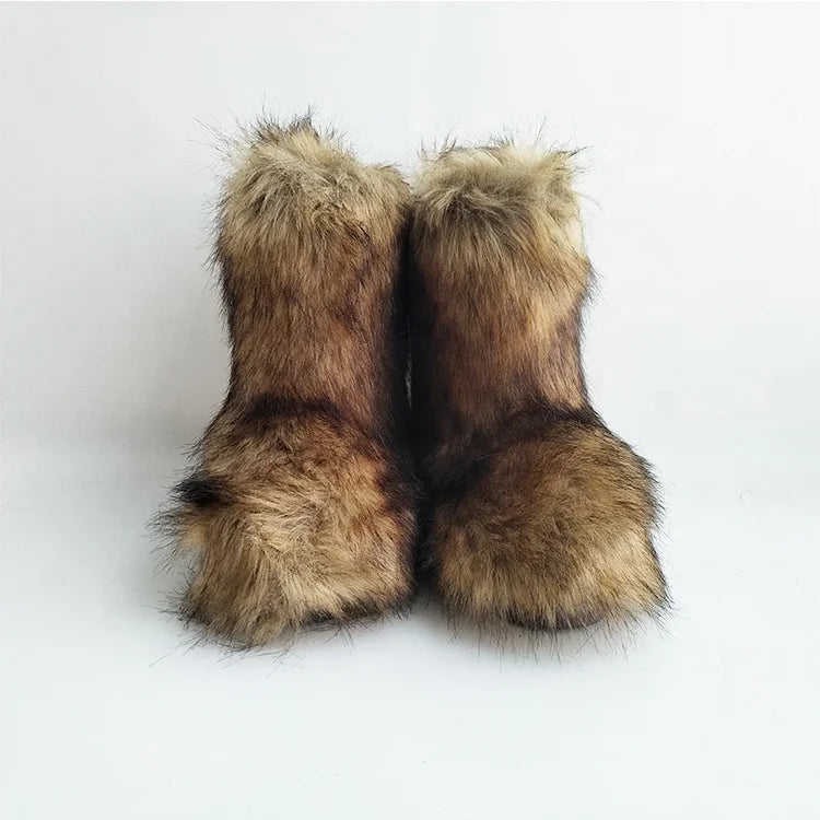 2020 New Arrive Winter Boots Women Shoes Ladies Faux Fur Boots PVC Midi Women's Snow Boots Winter Ii Waterproof Fur Lined Chart