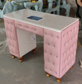 Light Luxury Modern Customizable Pink Nail Table Manicure with Exhaust Fan for Commercial Nail Salon Use