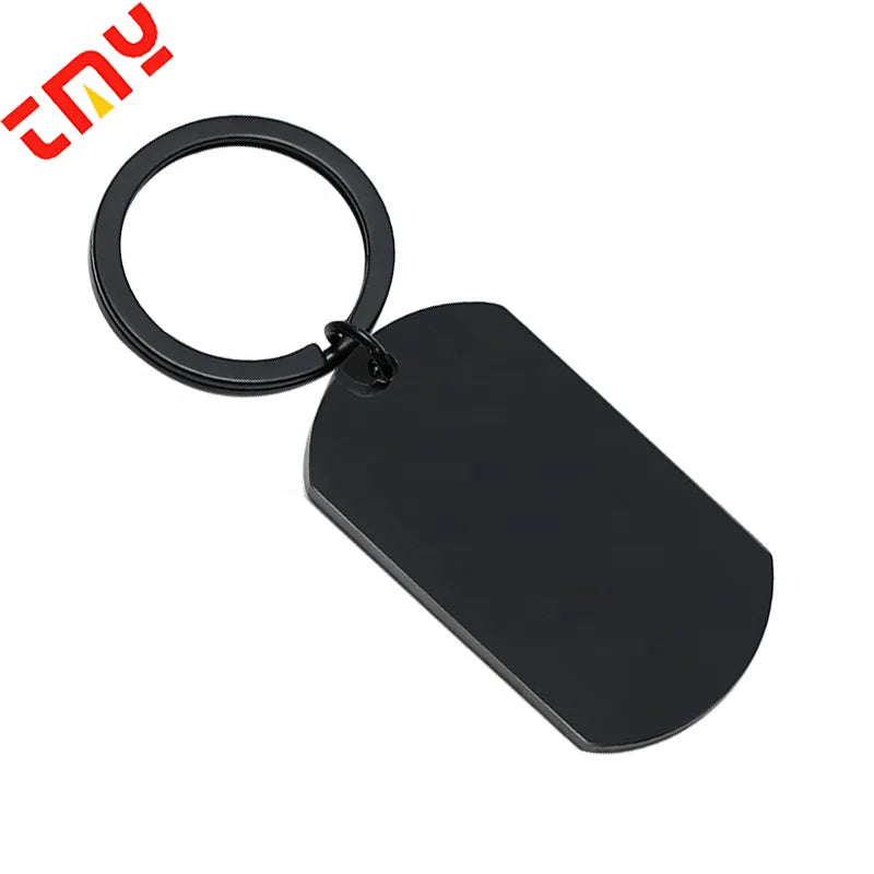 Wholesale Customized Luxury Stainless Steel Blank Black Laser Engraved Pet Dog Tag Pendant Key Chain Fashion Trend