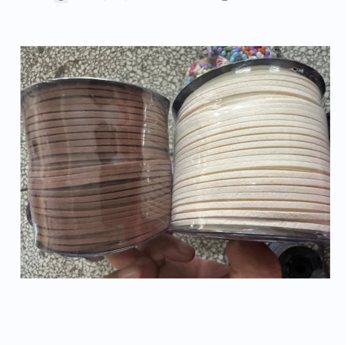 100yards 3mm Flat Faux Suede Braided Cord Korean Velvet Leather Handmade Thread String Rope for DIY Jewelry Making Supplies