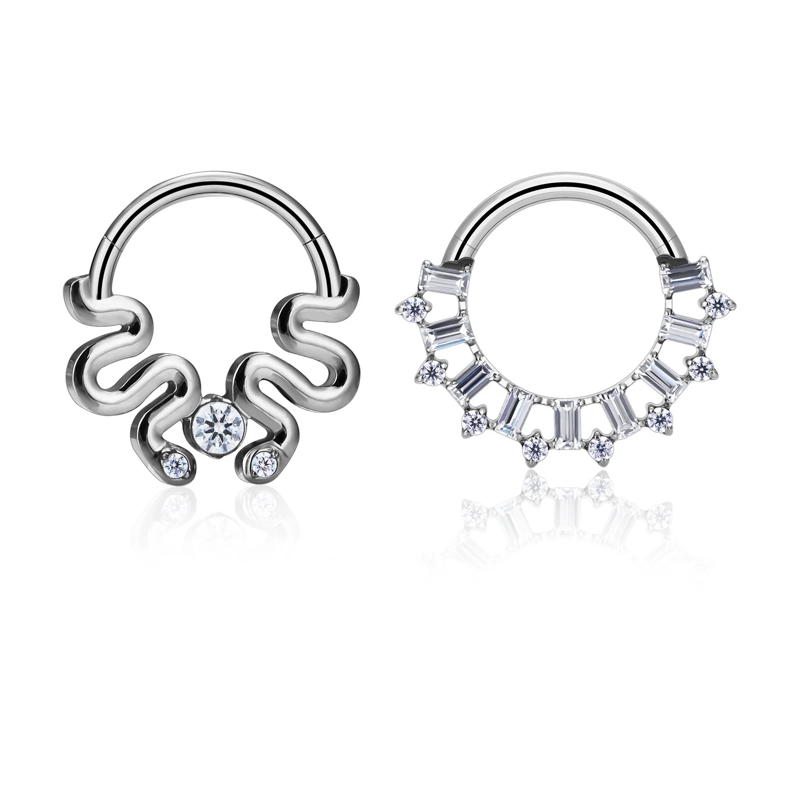 G23 ASTM  Titanium Septum  Nose Rings Zircon Cartilage Helix Earrings Hinged Clicker  Body Piercing Jewelry
