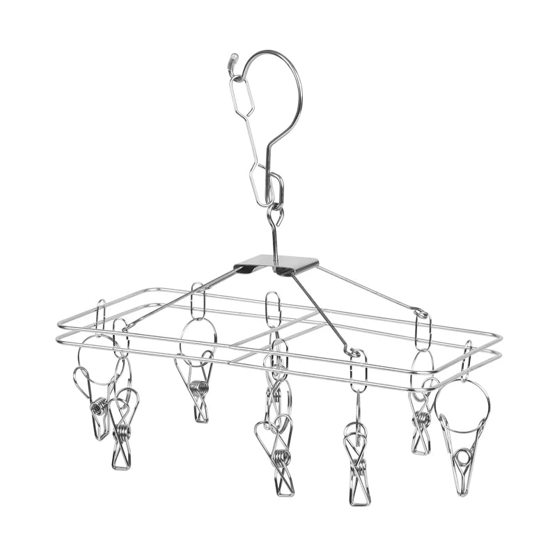 8 Clips Stainless Steel Windproof Metal Hanger Clips for Drying Socks and Underpants