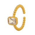 Vintage Design Ring square Zircon Brass Trendy Open Ring
