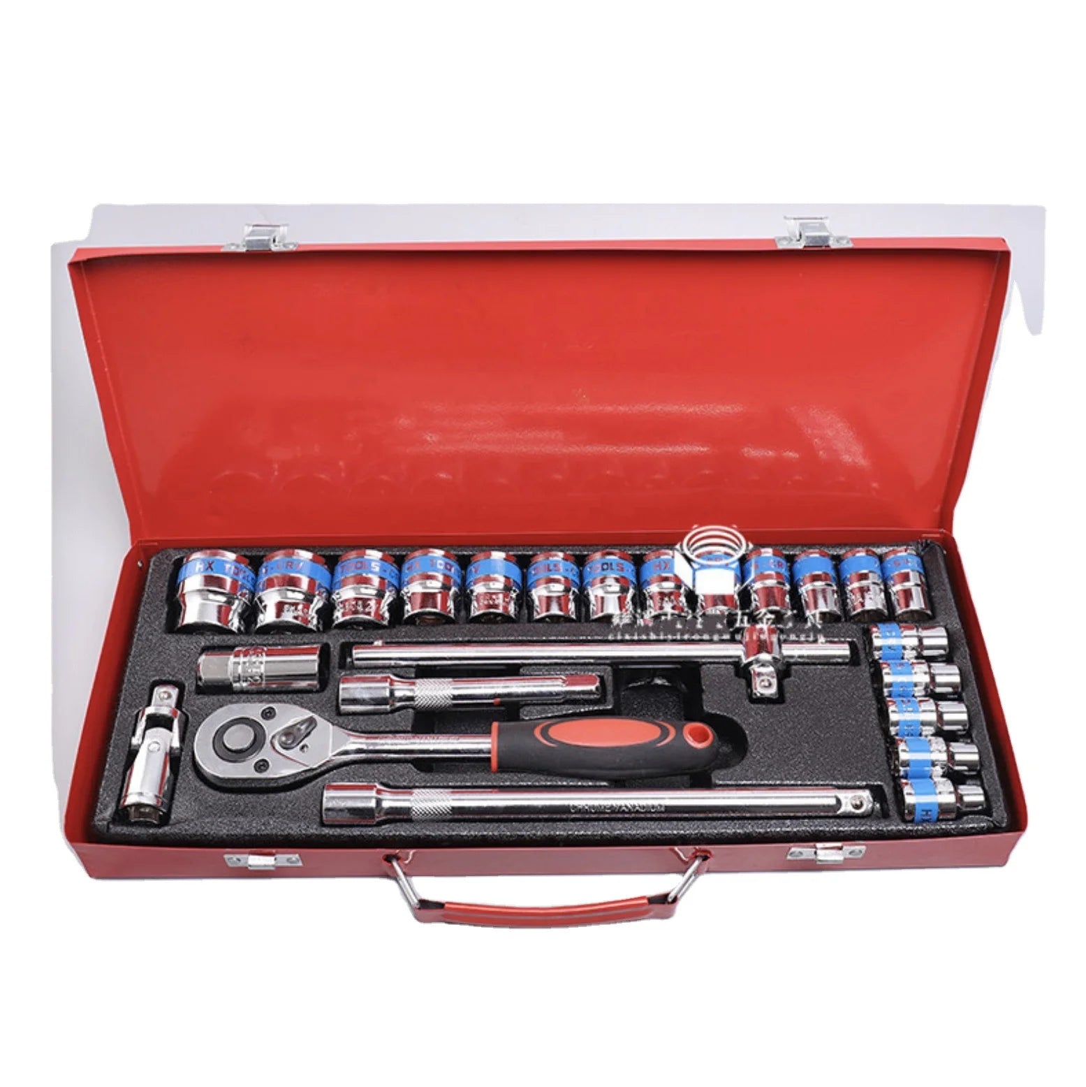 24 Pcs Chrome Vanadium Steel Socket Wrench Set Automotive Hand Tool Set OEM 3-Year Warranty Blow Molded Box