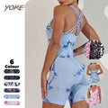 YK Tight Shape Body Vest Different Customizations Breathable Sports Tie Dye Seamless One Piece Jumpsuit Short Set for Women