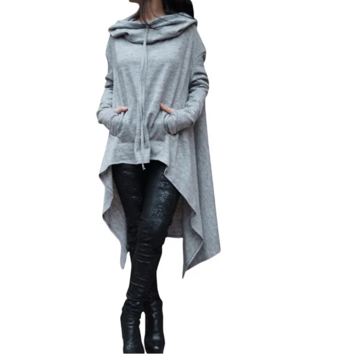 10% OFF S-5XL Hooded Tunic Dress New Fashion Winter Casual Female Irregular Black Loose Long Sleeve Warm Pullovers Short Dress