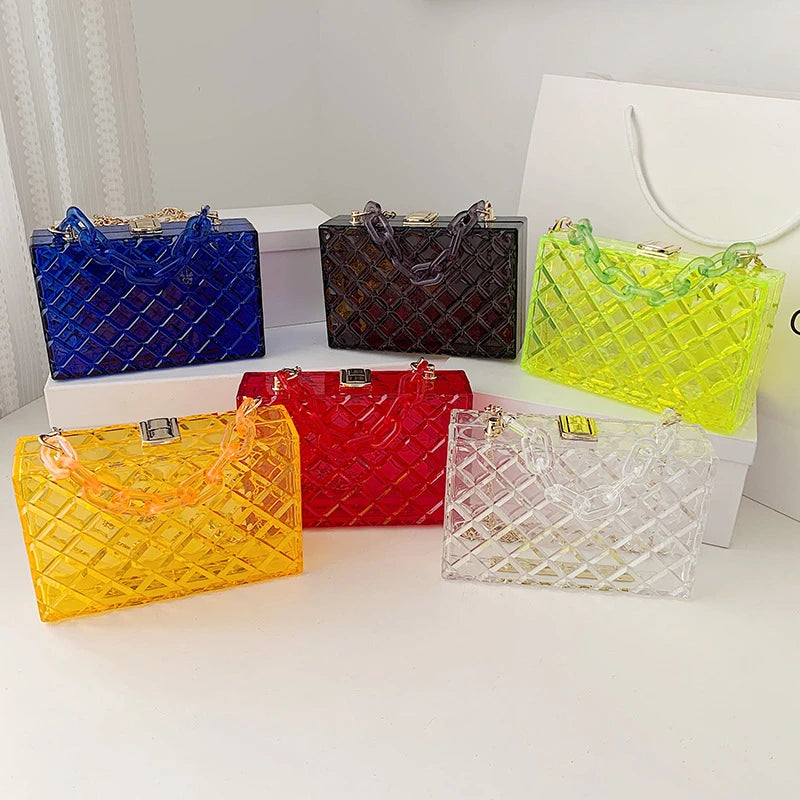 Wholesale Ladies Transparent Acrylic Handbag Trendy Crossbody Evening Clutch Bag Clear Boxed Purse for Fashion-Conscious Women