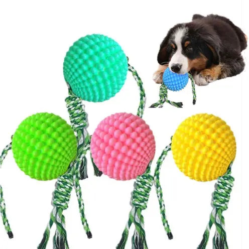 New Eco-Friendly TPR Dog Ball Toy Interactive Educational Training Bite Molar Stick Cotton Rope Pet Toy for Molar Tooth Cleaning