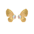 Waterproof Jewelry Stainless Steel Moonstone Women Butterfly Earrings