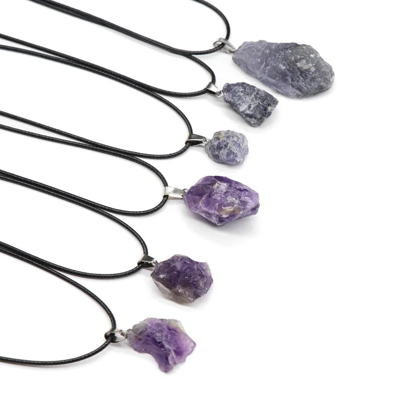 Huiying Popular raw crysta irregular shape healing crystal stones pendant necklace jewelry