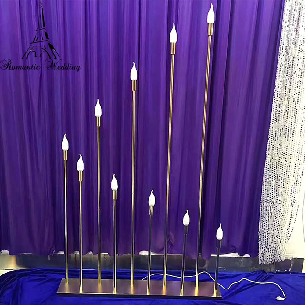 Best Romantic Golden Road Lights T Stage Background Wall Wedding Props Modern Design 170cm Tall Iron LED Light Decoration Carton