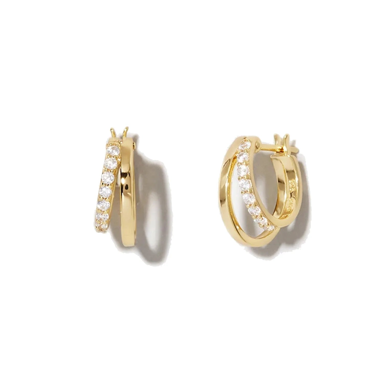 Designer Double Hoop Earrings Gold Silver 925  Womens Earrings Trendy