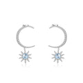 Abiding Women Jewelry Natural Sky Blue Topaz Sun and Moon Drop Earrings 925 Sterling Silver Earring