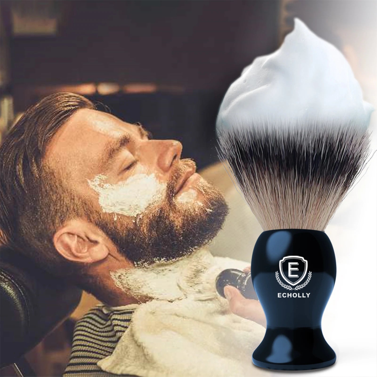 Premium Black Men's Shave Brush with Synthetic Bristles & Plastic Handle Customized Label Low MOQ 100 Pcs in Stock