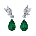 Classical Teardrop CZ Dangle Earrings 925 Sterling Silver Green Gemstone Earrings for Women