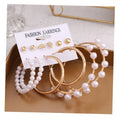 VKME Trendy Acrylic Pearl Crystal Gold Hoop Earrings Set Oversize Metal Circle Butterfly Heart Flower Earring for Women