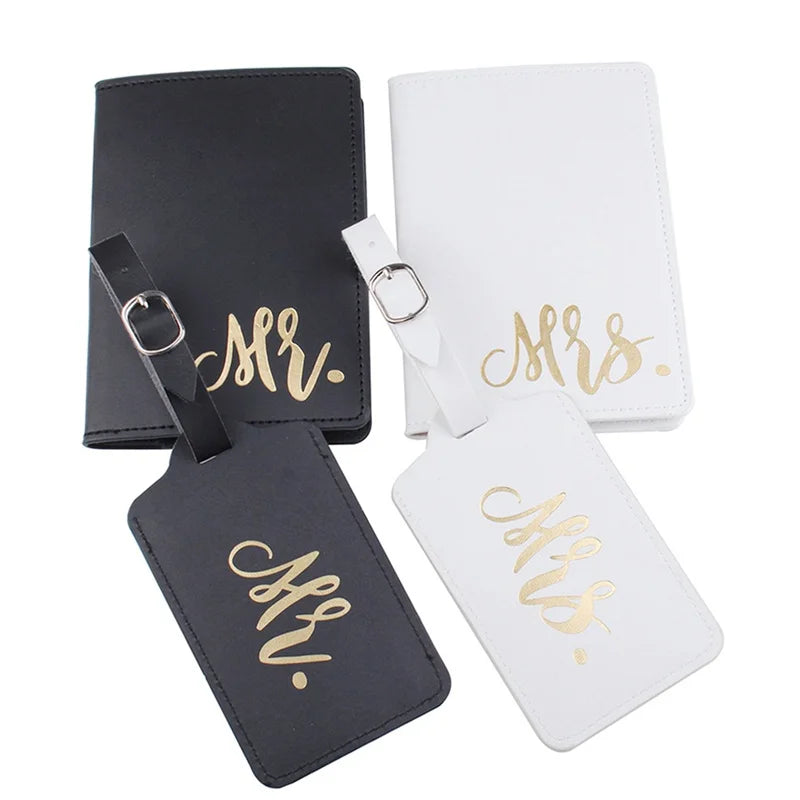 Factory Wholesale Custom Luggage Tag Travel PU Leather Passport and Luggage Tag Set