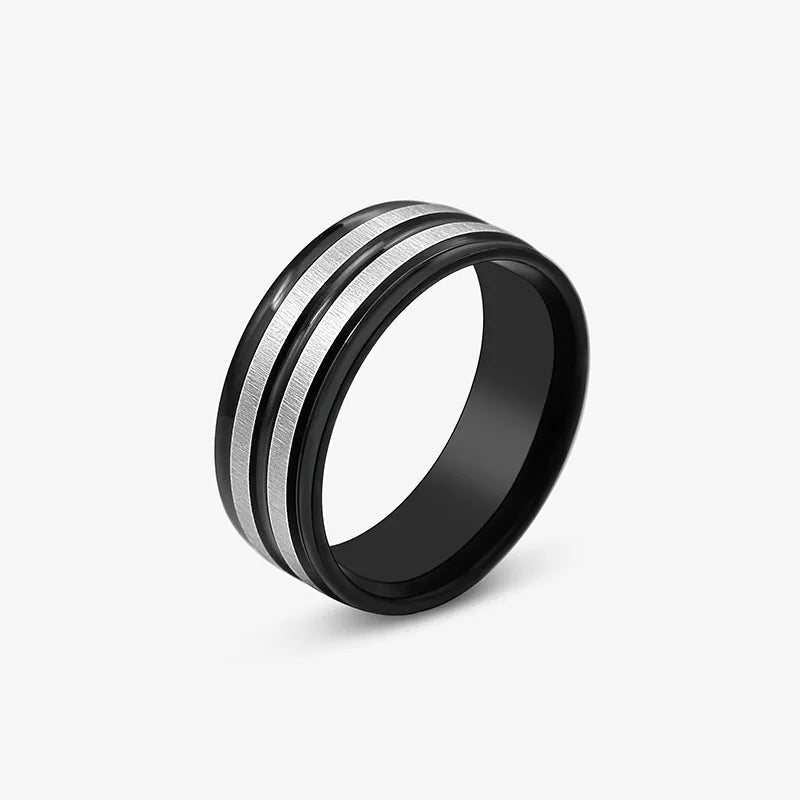 High Quality 8mm Stainless Steel Black Stainless Steel Engagement Rings for Men