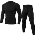 Custom 2 Pieces Men Compression Tights and Long Sleeve Shirt Set Solid Color Highly Stretch Quick Dry Fitness Gear