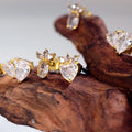 Classic Stainless Steel Jewelry Simple 18k Gold Plated Prong Set Cubic Zirconia Women Stud Earrings