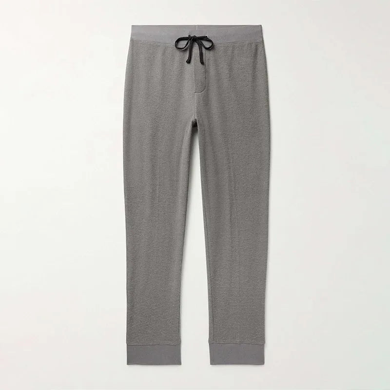 Dark Gray Thermal Waffle Knit Brushed Cotton Cashmere Pants Mens Trousers Custom Bottoms Sweatpants Joggers