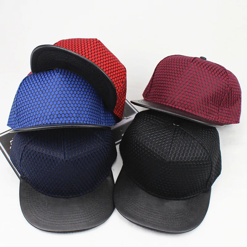2026 Newest Fashion Custom Splicing Hipster Unisex Flat Rim Hip Hop Cap Solid Color Snapback Caps