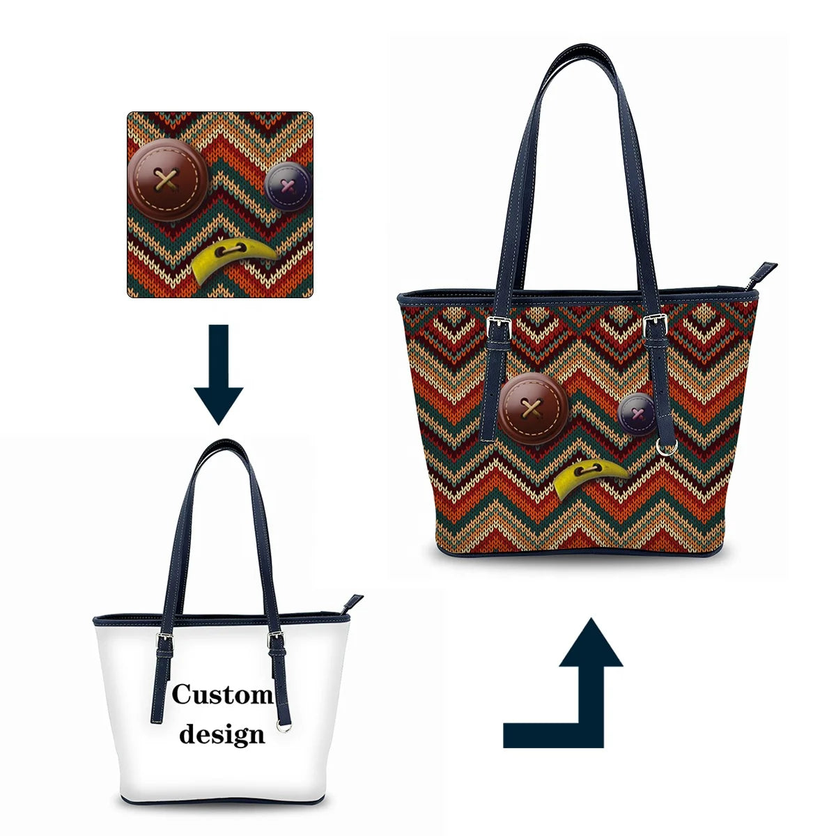 Designer Personalized Square Tote Bag Design Your Own Leather Handbag Large Capacity Handbags for Women Tote Bag