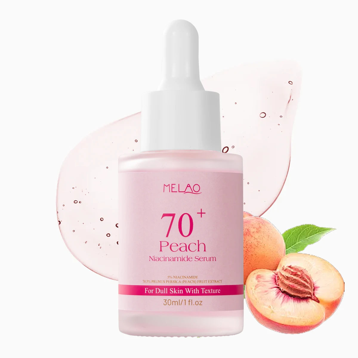 MELAO Korean Skincare Peach 70+ Niacinamide 5% Serum 30ml for Face Skin Brightening Hydrating Beauty Dark Spot Facial Serum