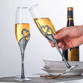 Vintage Style Clear Goblet Glassware Embossed Champagne Flute Glass Goblet for Party Wedding