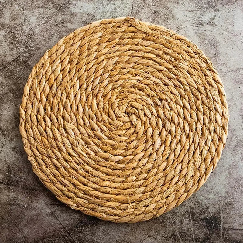 Wholesale Cheap Household Handmade Vietnam Water Hyacinth Thick Natural Table Round Linen Woven Rattan Placemats