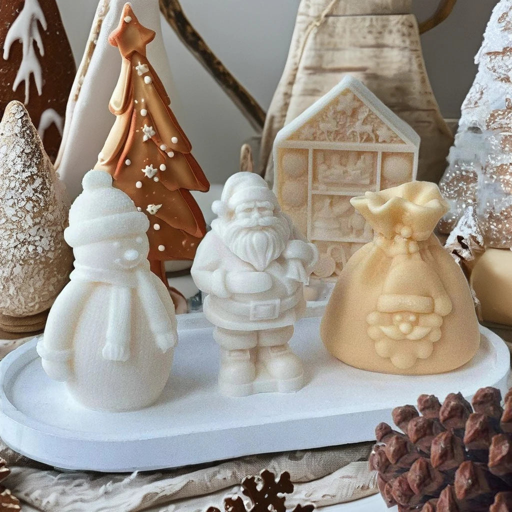 H-002 Christmas Series Santa Claus Candle Silicone Mold Set DIY Handmade Aromatherapy Diffuser Stone Candle Companion Gift