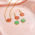 Little Daisy Dripping Oil Pendant Single Double Hole Stainless Steel Earring Necklace Accessories Making Supplies