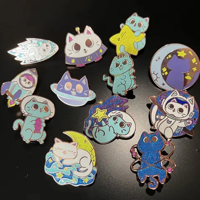 No Minimum Metal Badge Manufacturer Glitter Cat Cartoon Anime Hard Enamel Pin Soft Lapel Pin Custom Enamel Pin