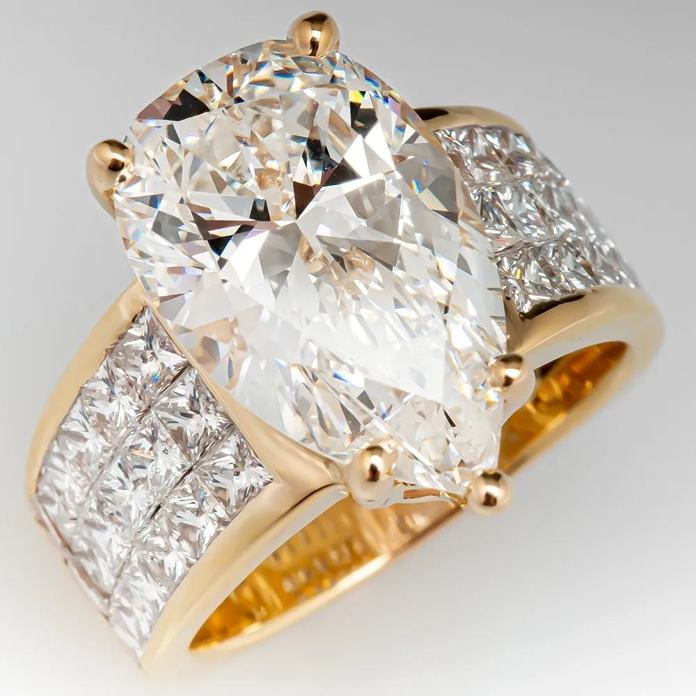 CAOSHI Wedding Anillos Super Big Water Drop Crystal Pure Zircon Ring Lady Girls Gold Luxury Chunky Ring for Women