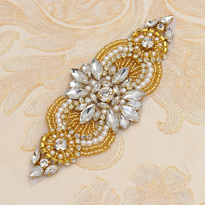 Cheap Embroidery Bodies Applique Patch Crystal Bead Rhinestone Applique for Clothing Dress Wedding Carnival