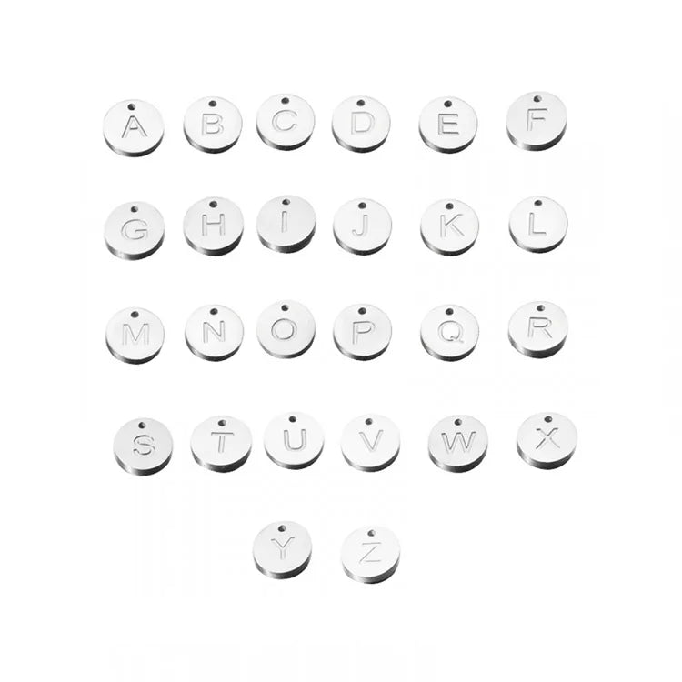 Stock Mirror Stainless Steel Jewelry Accessories 12mm Diy Round Etching English Letters A-Z Pendant Charm