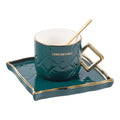 New Porcelain Luxury Coffee & Tea Sets with Gold Handle Eco-Friendly Ceramic Cup and Saucer Set for Giveaways